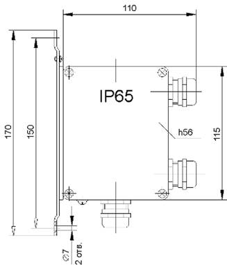 Габаритные и монтажные схемы рН-метра-трансмиттера pH-4101.Д. для крепления на стене